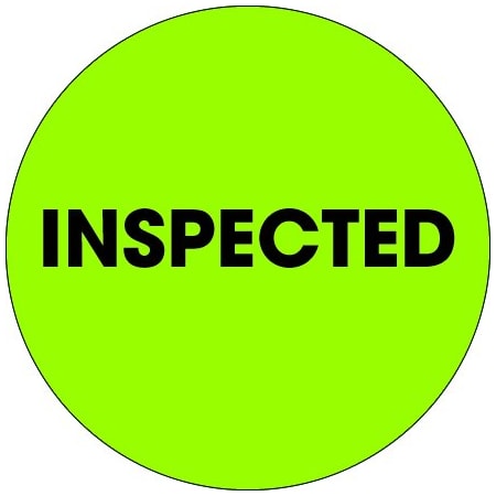 Bsc Preferred 2'' Circle - ''Inspected'' Fluorescent Green Labels BUY00019821